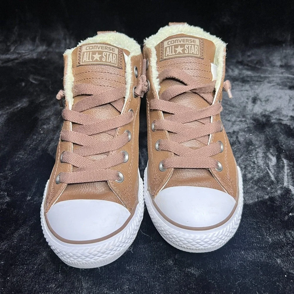 Converse Chuck Taylor All Star 640549C Kids Sneakers 6 Brown Leather Skate Shoes
